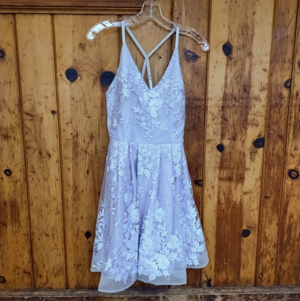BCX by Macy's Lavender Embroidered Homecoming Dress
